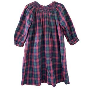 SOPHIE DESS Dress Size 4T Smocked Holiday Plaid‎ Bishop Dress Y2K Twee Classic